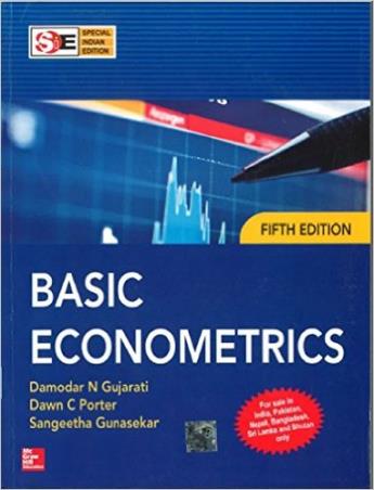 Book cover number 1 for Basic Econometrics: 5th Edition written by Damodar N. Gujarati, Dawn C. Porter, Sangeetha Gunasekar published by McGraw Hill Education Private Limited