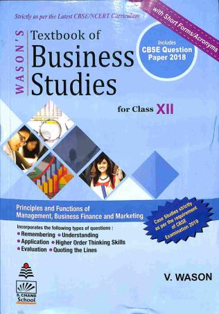 Book cover number 1 for Wason's Textbook of Business Studies for Class 12 written by V. Wason published by S. Chand Publishing