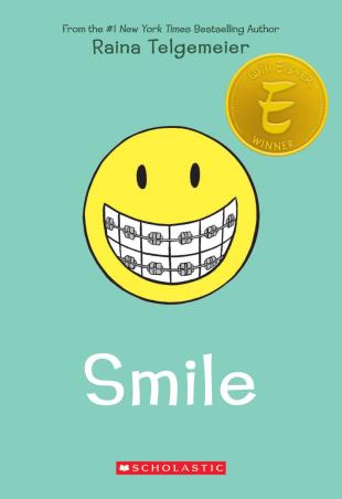 Book cover number 1 for Smile written by Raina Telgemeier published by Scholastic