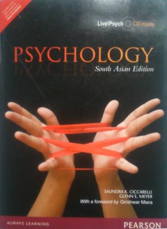 Book cover number 1 for Psychology: South Asian Edition written by Saundra K. Ciccarelli, Glenn E. Meyer published by Pearson Education