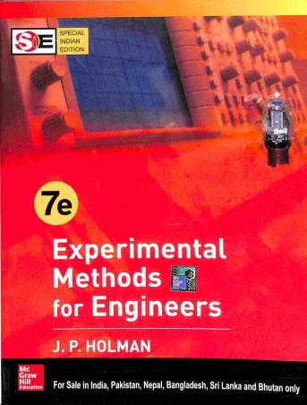 Book cover number 1 for Experimental Methods For Engineers written by J. P. Holman published by McGraw Hill Education Private Limited