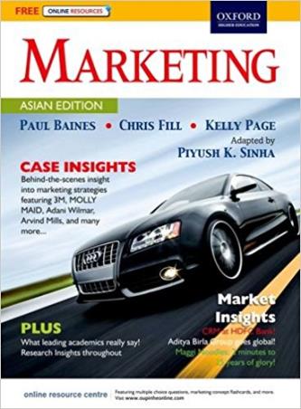 Book cover number 1 for Marketing (Asian Edition) written by Paul Baines, Chris Fill, Kelly Page published by Oxford University Press
