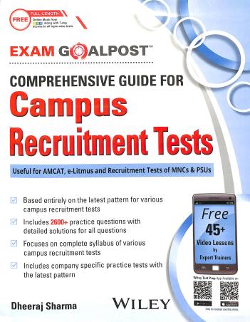 Book cover number 1 for Exam Goalpost : Comprehensive Guide For Campus Recruitment Tests written by Dheeraj Sharma published by Wiley India Pvt. Ltd.