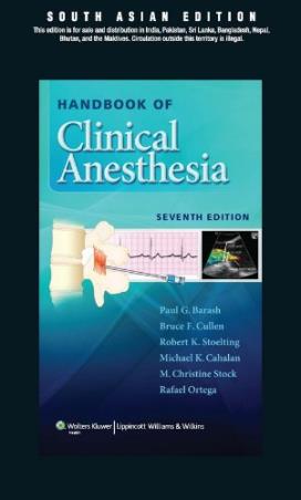 Book cover number 1 for Handbook Of Clinical Anesthesia written by Paul G. Barash published by Wolters Kluwer