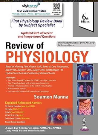 Book cover number 1 for Review Of Physiology written by Soumen Manna published by Jaypee Brothers Medical Publishers (P) Ltd.