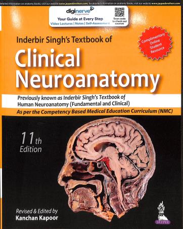 Book cover number 1 for Indebir Singh's Textbook Of Clinical Neuroanatomy (11th Edition) written by Kanchan Kapoor published by Jaypee Brothers Medical Publishers (P) Ltd.