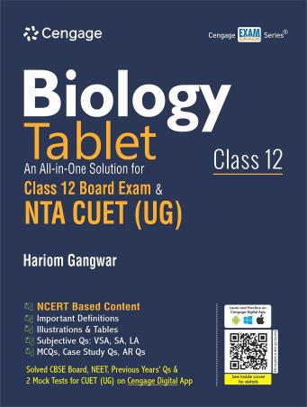 Book cover number 1 for Biology Tablet Board Exam & NTA CUET (UG) Class 12 written by Hariom Gangwar published by Cengage Learning India Private Limited