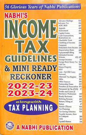 Book cover number 1 for Nabhi's Income Tax Guidelines & Mini Ready Reckoner 20222 -23 / 2023-24 Along With Tax Planning written by NA published by A Nabhi Publication