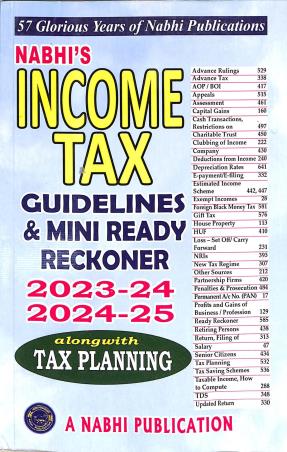Book cover number 1 for Nabhi's Income Tax Guidelines & Mini Ready Reckoner 2023-24 , 2024-25 Along With Tax Planning written by NA published by A Nabhi Publication
