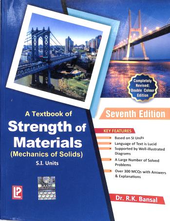 Book cover number 2 for A Textbook Of Strength Of Materials (7th Edition) written by R. K. Bansal published by Laxmi Publications (P) Ltd.