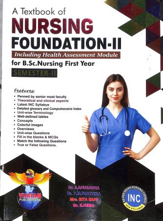Book cover number 1 for A Text Book Of Nursing Foundation 2 For B.Sc. Nursing 1st Year Semester 2 written by S. Anuradha, P. M. Prathiba, Rita Rani, K Hema published by Vijayam Publications