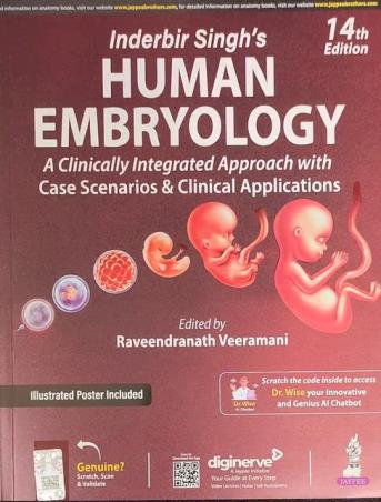 Book cover number 2 for Inderbir Singh’s Human Embryology (14th Edition) written by Raveendranath Veeramani published by Jaypee Brothers Medical Publishers (P) Ltd.