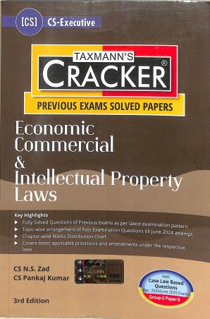 Book cover number 1 for Taxmann's CRACKER Economic Commercial & Intellectual Property Laws written by N. S. Zad, Pankaj Kumar published by Taxmann Publications Pvt. Ltd.