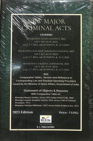 Book cover number 1 for New Major Criminal Acts (2025 Edition) written by NA published by B. C. Publications
