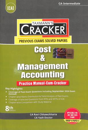 Book cover number 1 for Taxmann's Cracker Cost & Management Accounting written by Ravi Chhawchharia, Yash Doctor published by Taxmann Publications Pvt. Ltd.