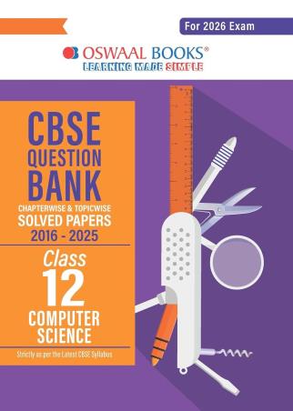 Book cover number 1 for Oswaal CBSE Question Bank Solved Papers (2016-2025) Class 12 Computer Science (For 2026 Exam) written by NA published by Oswaal Books