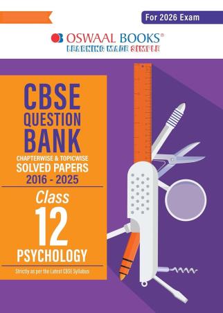 Book cover number 1 for Oswaal CBSE Question Bank Solved Papers (2016-2025) Class 12 Psychology (For 2026 Exam) written by NA published by Oswaal Books