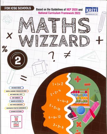 Book cover number 1 for Maths Wizzard 2 (ICSE) NEP 2020 / NCF 2023 written by NA published by Kriti Prakashan Private Limited