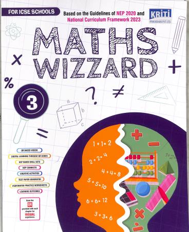 Book cover number 1 for Maths Wizzard 3 (ICSE) NEP 2020 / NCF 2023 written by NA published by Kriti Prakashan Private Limited
