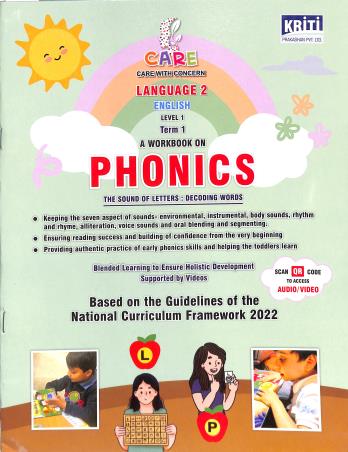 Book cover number 1 for Care Language 2 English Phonics Level 1 Term 1 (NCF) written by NA published by Kriti Prakashan Private Limited