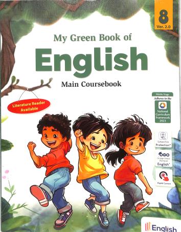 Book cover number 1 for My Green Book Of English 8 (Ver.2.0) Main Coursebook Middle Stage (NCF 2023) written by NA published by English Press