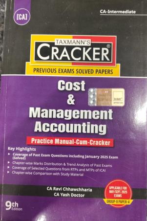 Book cover number 1 for Taxmann's Cracker Cost & Management Accounting Group 2 Paper 4 written by Ravi Chhawchharia, Yash Doctor published by Taxmann Publications Pvt. Ltd.