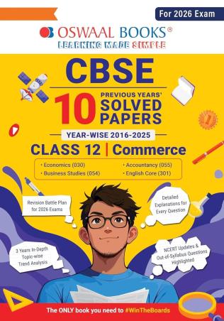 Book cover number 1 for Oswaal CBSE 10 Previous Years' Solved Papers Yearwise (2016-2025) Class 12 Commerce (2026 Exam) written by NA published by Oswaal Books