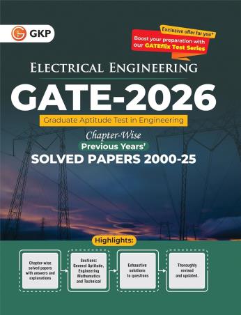 Book cover number 1 for GATE 2026 Electrical Engineering Chapter Wise Previous Years' Solved Papers (2000-2025) written by NA published by G. K. Publications (P) Ltd.