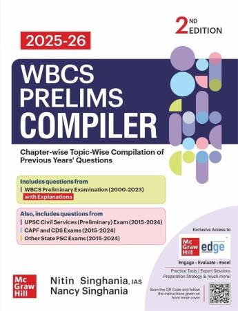 Book cover number 1 for WBCS Prelims Compiler (2025-26) written by Nitin Singhania, Nancy Singhania published by McGraw Hill Education Private Limited
