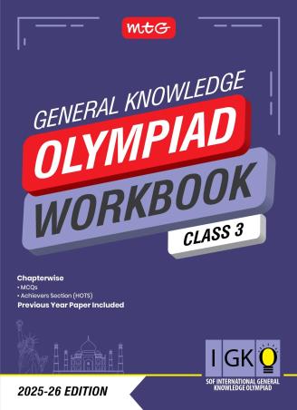 Book cover number 1 for IGKO Olympiad Workbook Class 3 : SOF International General Knowledge Olympiad (2025-26) written by NA published by MTG Learning Media (P) Ltd.