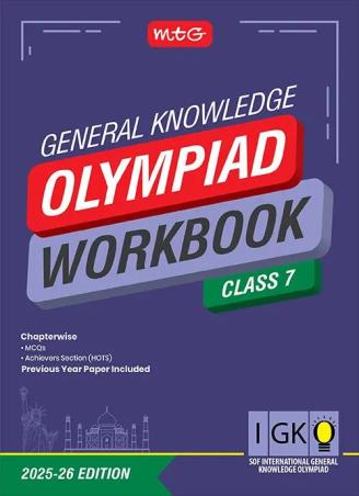 Book cover number 1 for IGKO Olympiad Workbook Class 7 : SOF International General Knowledge Olympiad (2025-26) written by NA published by MTG Learning Media (P) Ltd.