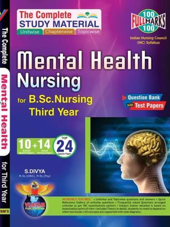 Book cover number 1 for The Complete Study Material Mental Health Nursing B.Sc. Nursing (3rd Year) written by S. Divya published by Vijayam Publications
