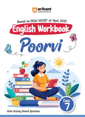 Book cover number 1 for English Workbook Poorvi Class 7 (Based on NCERT) written by Neha Singh published by Arihant Prakashan