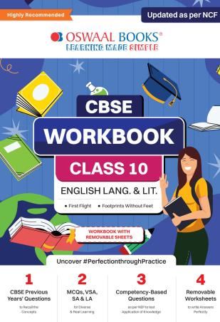 Book cover number 1 for Oswaal CBSE Workbook Class 10 English Lang & Lit (NCF) written by NA published by Oswaal Books