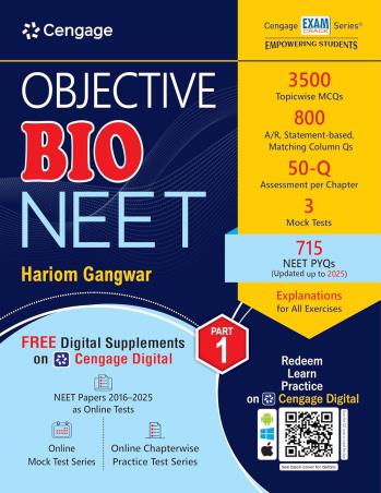 Book cover number 1 for Objective Bio NEET: Part 1 written by Hariom Gangwar published by Cengage Learning India Private Limited