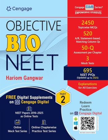 Book cover number 1 for Objective Bio NEET: Part 2 written by Hariom Gangwar published by Cengage Learning India Private Limited