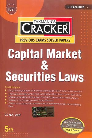 Book cover number 1 for Taxmann's Cracker Capital Market & Securities Laws Group 2 Paper 5 written by N. S. Zad published by Taxmann Publications Pvt. Ltd.