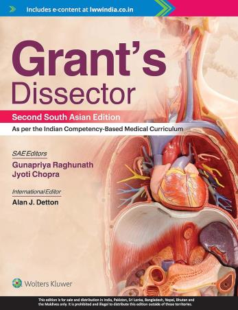 Book cover number 1 for Grant’s Dissector written by Gunapriya Raghunath, Jyoti Chopra, Alan J. Detton published by Wolters Kluwer