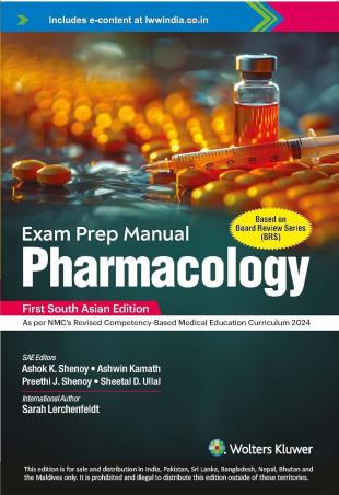 Book cover number 1 for BRS Exam Prep Manual Pharmacology written by Ashok Shenoy, Ashwin Kamath, Preethi Shenoy, Sheetal Ullal, Sarah Lerchenfeldt published by Wolters Kluwer