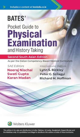 Book cover number 1 for Bates' Pocket Guide To Physical Examination And History Taking written by Neeraj Nischal, Swati Gupta, Karan Madan, Lynn S. Bickley, Peter G. Szilagyi published by Wolters Kluwer