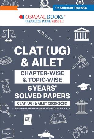 Book cover number 1 for Oswaal CLAT (UG) & AILET Chapter Wise & Topic Wise 6 Years' Solved Papers (Admission Test 2026) written by NA published by Oswaal Books