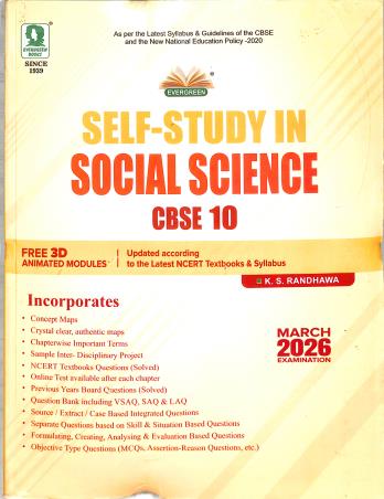 Book cover number 1 for Self-Study In Social Science Class 10 CBSE (March 2026 Examination) NEP 2020 written by NA published by Evergreen Publications (India) Ltd.