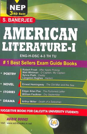 Book cover number 1 for American Literature 1 (ENG H DSC 4-3 TH TU) C. U. Semester 3 (NEP) written by S. Banerjee published by Adrik Books