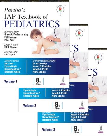 Book cover number 1 for Partha's IAP Textbook Of Pediatrics (Set Of 3 Volumes) written by Alok Gupta, Ritabrata Kundu, Piyush Gupta, MKC Nair, Ramchandran P., Atanu Bhadra, Yogesh N. Parikh, Vasant M. Khalatkar published by Jaypee Brothers Medical Publishers (P) Ltd.