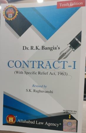Book cover number 1 for Contract 1 (With Specific Relief Act, 1963) written by R. K. Bangia published by Allahabad Law Agency