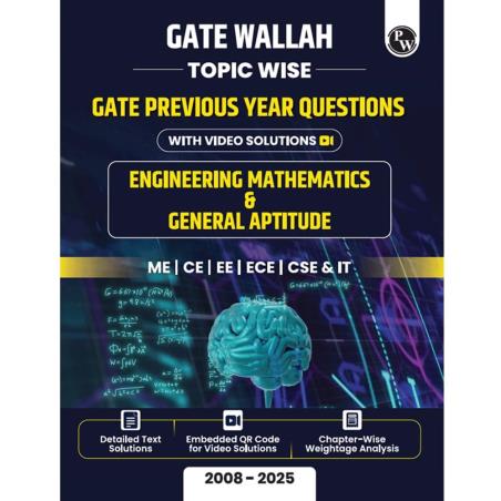 Book cover number 1 for GATE Wallah Topic Wise Gate Previous Year Questions Engineering Mathematics & General Aptitude written by NA published by Physicswallah Private Limited