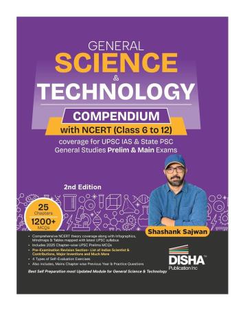 Book cover number 1 for General Science & Technology Compendium With NCERT (Class 6 To 12) written by Shashank Sajwan published by Disha Publication