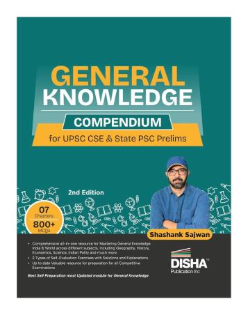 Book cover number 1 for General Knowledge Compendium For UPSC CSE & State PSC Prelims written by Shashank Sajwan published by Disha Publication