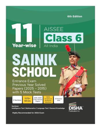 Book cover number 1 for 11 Year-Wise AISSEE All India Sainik School Class 6 written by NA published by Disha Publication
