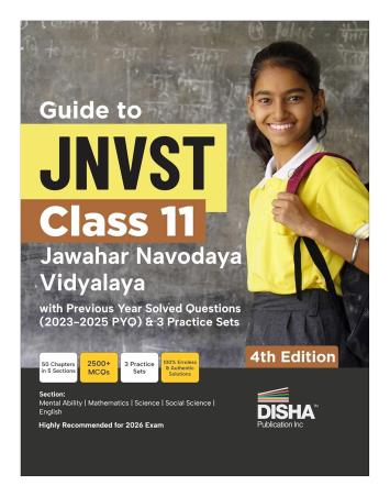 Book cover number 1 for Guide to JNVST Class 11 Jawahar Navodaya Vidyalaya written by NA published by Disha Publication